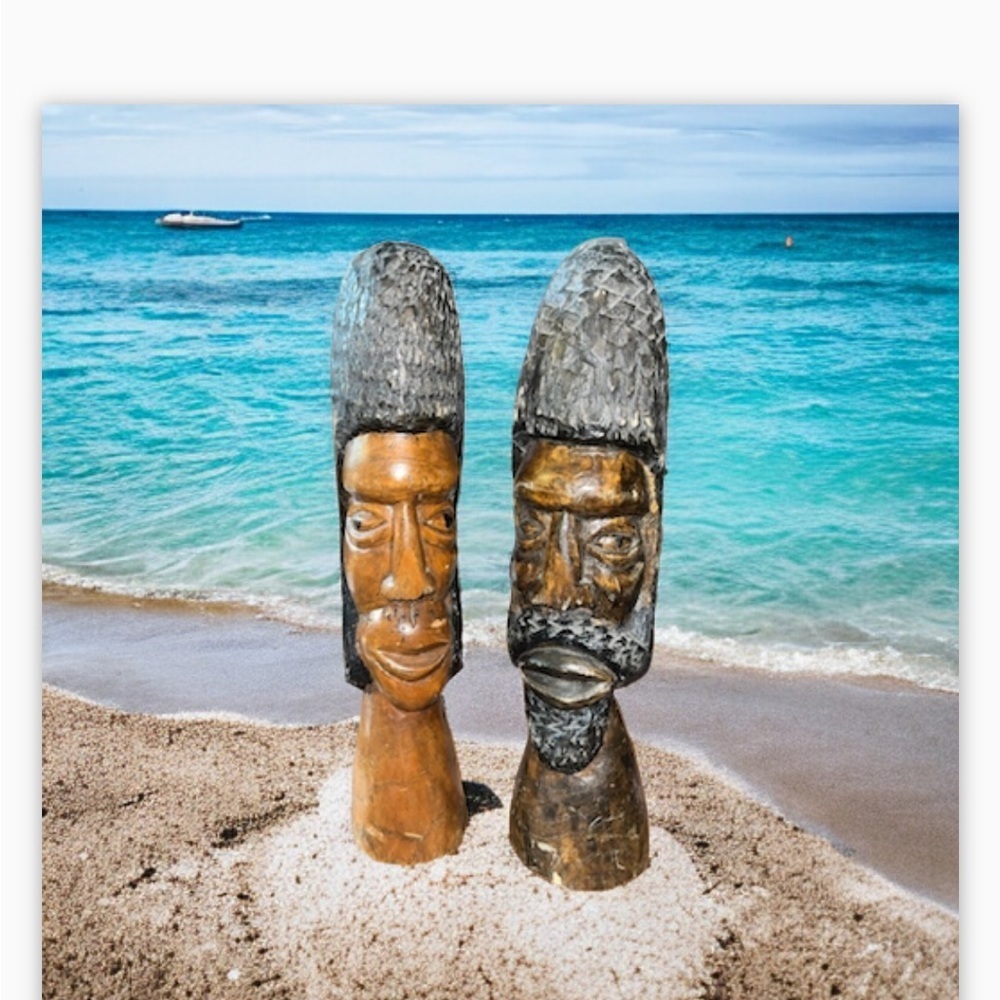 Set of 2 African men wooden statue "busts",  Vintage, Handcarved Africa​… - Picture 4 of 6